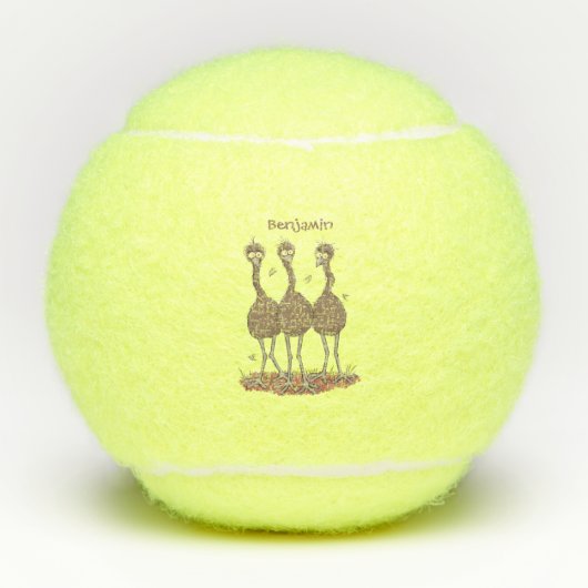 Funny Australian emu trio cartoon illustratie Tennisballen (Voorkant)