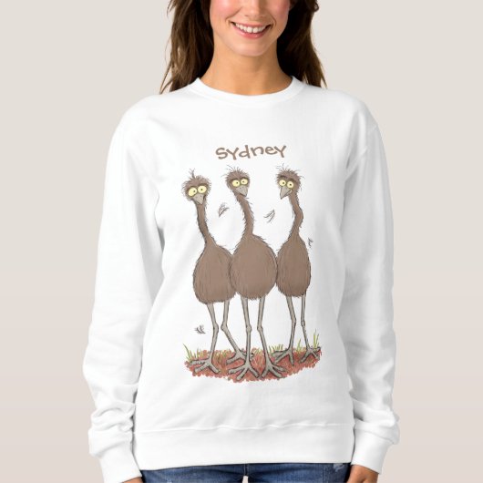 Funny Australian emu trio cartoon illustratie Trui (Voorkant)