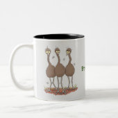 Funny Australian emu trio cartoon illustratie Tweekleurige Koffiemok (Links)