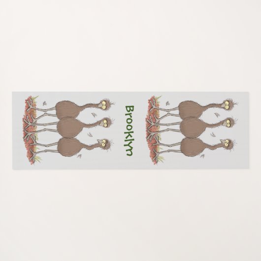 Funny Australian emu trio cartoon illustratie Yogamat (Achterkant (horizontaal))