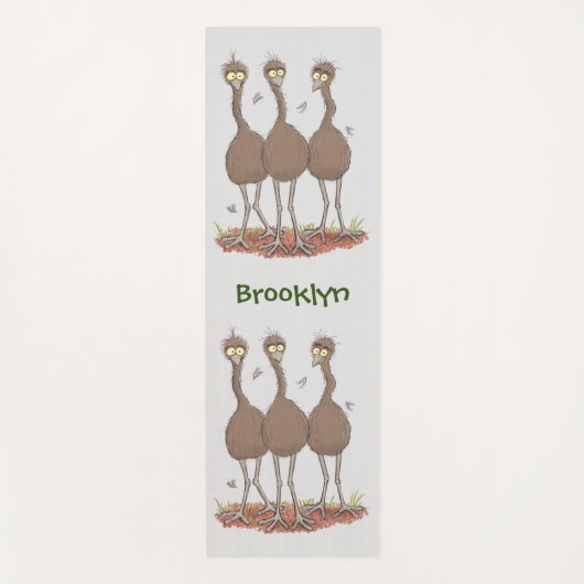 Funny Australian emu trio cartoon illustratie Yogamat (Voorkant)