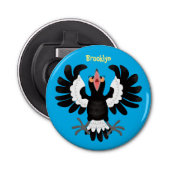 Funny Australian magpie cartoon illustratie Button Flesopener (Voorkant)