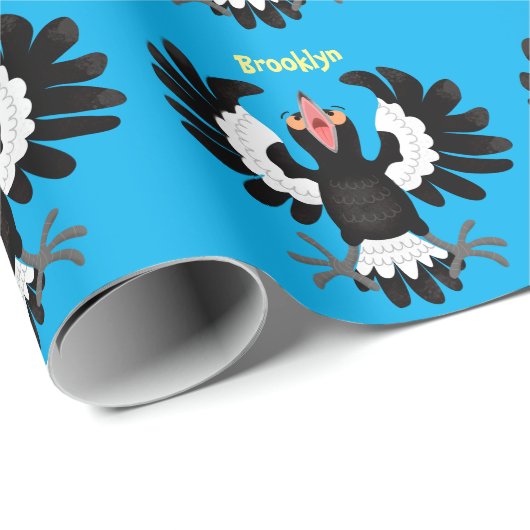 Funny Australian magpie cartoon illustratie Cadeaupapier (Rol Hoek)
