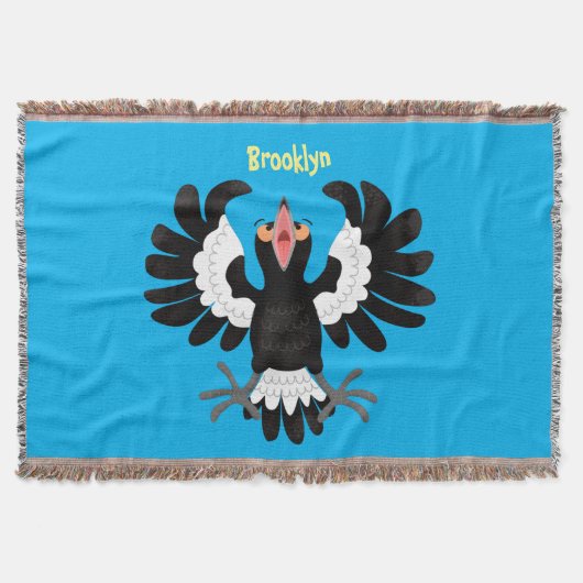 Funny Australian magpie cartoon illustratie Deken (Voorkant)