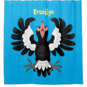 Funny Australian magpie cartoon illustratie Douchegordijn (Voorkant)