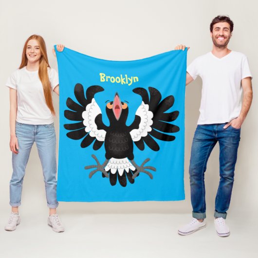 Funny Australian magpie cartoon illustratie Fleece Deken (In situ)