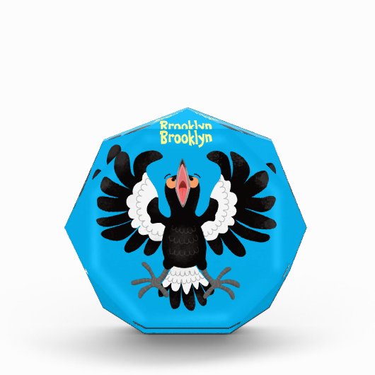 Funny Australian magpie cartoon illustratie Fotoblokken (Voorkant)