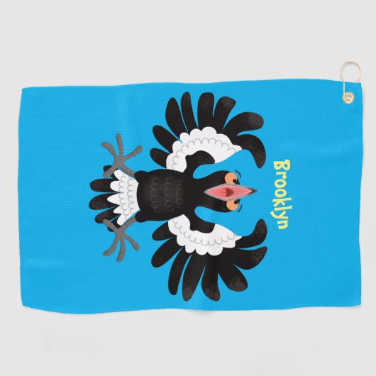 Funny Australian magpie cartoon illustratie Golfhanddoek (Horizontaal)