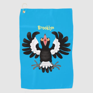 Funny Australian magpie cartoon illustratie Golfhanddoek