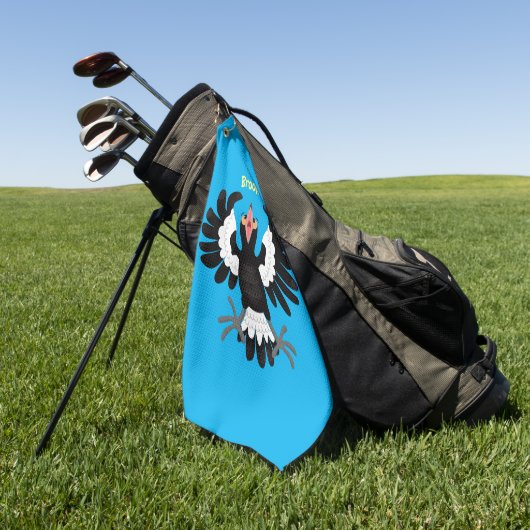 Funny Australian magpie cartoon illustratie Golfhanddoek (Groen)