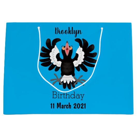 Funny Australian magpie cartoon illustratie Groot Cadeauzakje (Voorkant)