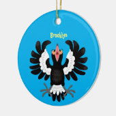Funny Australian magpie cartoon illustratie Keramisch Ornament (Links)