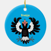 Funny Australian magpie cartoon illustratie Keramisch Ornament (Achterkant)