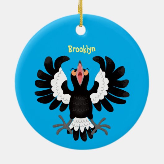 Funny Australian magpie cartoon illustratie Keramisch Ornament (Achterkant)