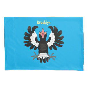 Funny Australian magpie cartoon illustratie Kussensloop