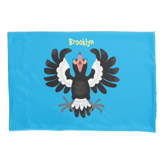 Funny Australian magpie cartoon illustratie Kussensloop (Voorkant)