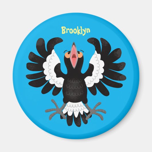 Funny Australian magpie cartoon illustratie Magneet (Voorkant)