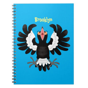 Funny Australian magpie cartoon illustratie Notitieboek