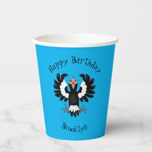 Funny Australian magpie cartoon illustratie Papieren Bekers