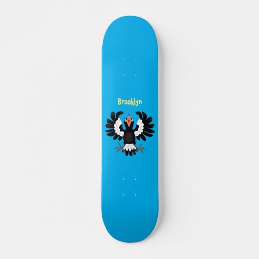 Funny Australian magpie cartoon illustratie Persoonlijk Skateboard (Voorkant)