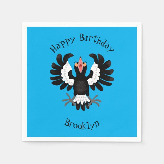 Funny Australian magpie cartoon illustratie Servet (Voorkant)