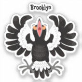 Funny Australian magpie cartoon illustratie Sticker (Voorkant)