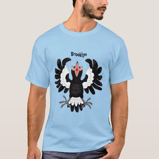 Funny Australian magpie cartoon illustratie T-shirt (Voorkant)