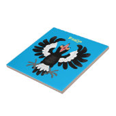 Funny Australian magpie cartoon illustratie Tegeltje (Zijkant)