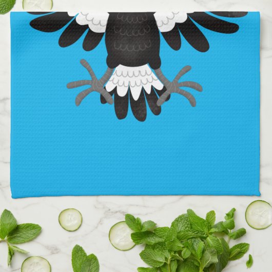 Funny Australian magpie cartoon illustratie Theedoek (Gevouwen)