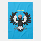 Funny Australian magpie cartoon illustratie Theedoek (Verticaal)