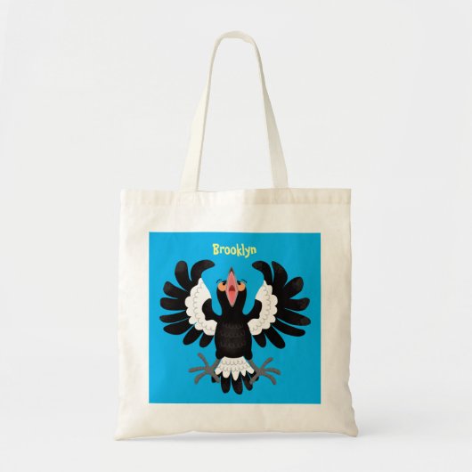 Funny Australian magpie cartoon illustratie Tote Bag (Voorkant)