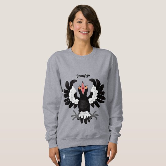 Funny Australian magpie cartoon illustratie Trui (Voorkant volledig)