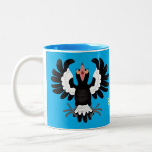 Funny Australian magpie cartoon illustratie Tweekleurige Koffiemok