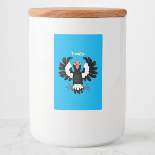 Funny Australian magpie cartoon illustratie Voedselcontainer Etiket