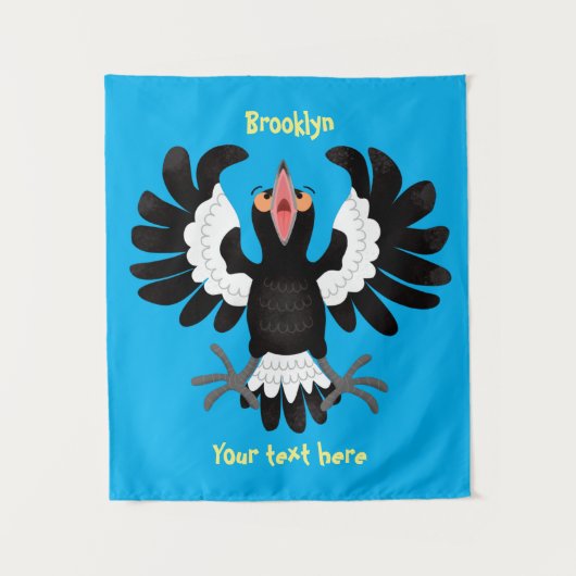 Funny Australian magpie cartoon illustratie Wandkleed (Voorkant)