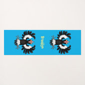 Funny Australian magpie cartoon illustratie Yogamat (Achterkant (horizontaal))