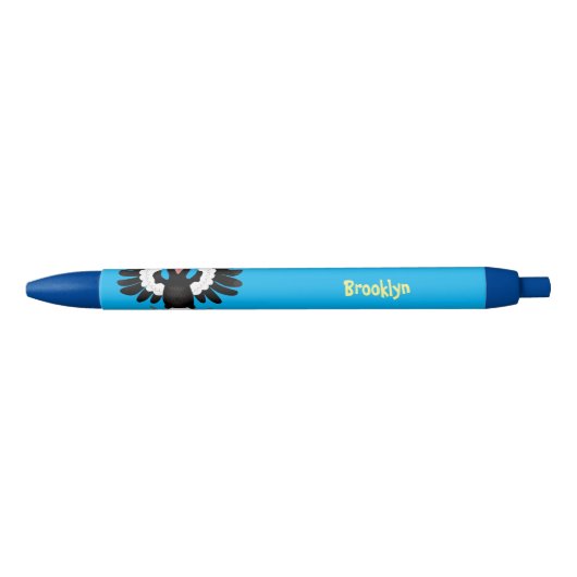 Funny Australian magpie cartoon illustratie Zwarte Inkt Pen (Voorkant)