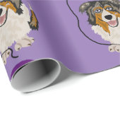 Funny Australian Shepherd Birthday Giftwrap Cadeaupapier (Rol Hoek)