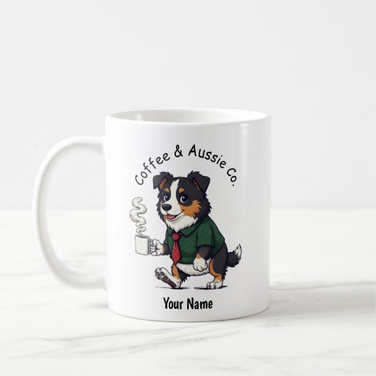 Funny Australian Shepherd dog Business Suit Coffee Koffiemok (Links)