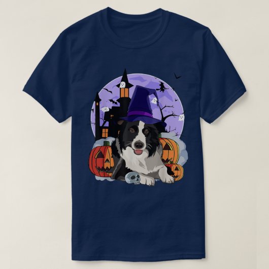 Funny Australian Shepherd Dog Halloween Witch Pump T-shirt (Design voorkant)