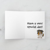 Funny Australian Shepherd Holding Balloon Art Kaart (Binnen)