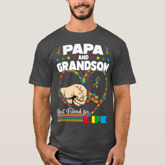 Funny Autism Awareness Papa Grandson Best Friend T-shirt