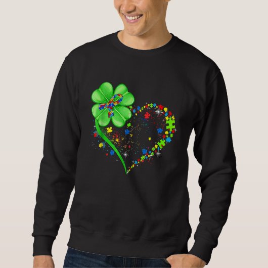 Funny Autism Awareness St Patricks Day Clover Auti Trui (Voorkant)