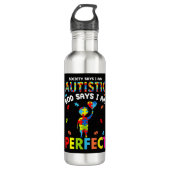 Funny Autism citeert: "Society zegt dat ik autisti Waterfles (Voorkant)
