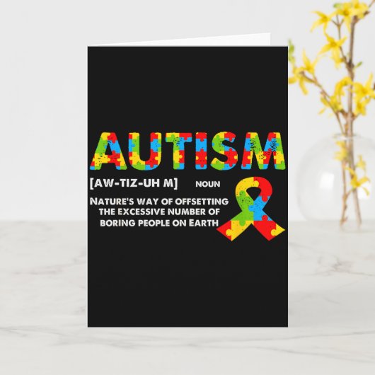 Funny Autism Definition - Autism Awareness Month  Kaart (Gele Bloem)