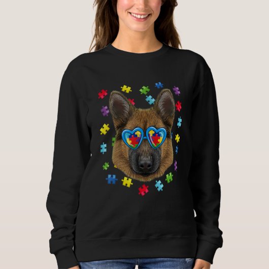Funny Autism German Shepherd Dog Puzzle Sunbril Trui (Voorkant)