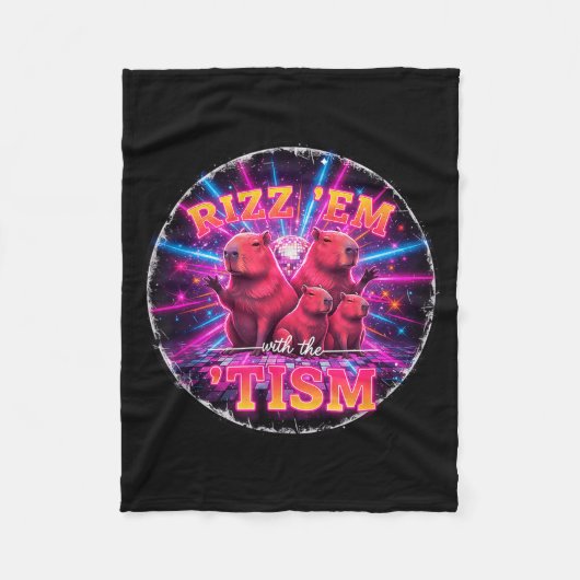 Funny Autism Rizz Em With The Tism Capybara Meme A Fleece Deken (Voorkant)