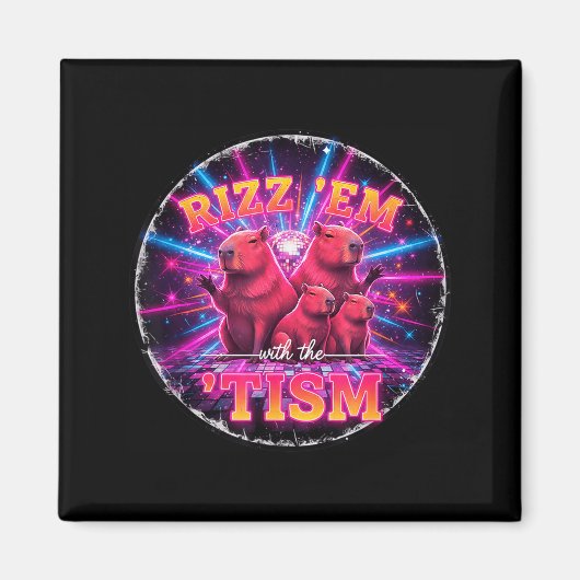Funny Autism Rizz Em With The Tism Capybara Meme A Magneet (Voorkant)