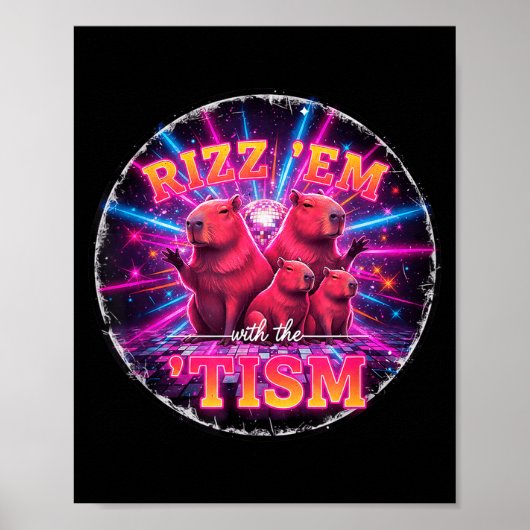 Funny Autism Rizz Em With The Tism Capybara Meme A Poster (Voorkant)