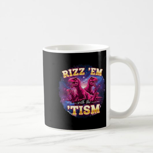 Funny Autism Rizz Em With The Tism Dinosaur Meme A Koffiemok (Rechts)